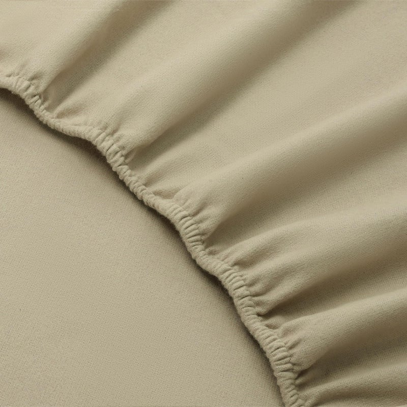 Featherhead 100% Cotton 4PCs Flannel Sheet Set | Double-Brushed for Extra Softness, Warm & Breathable, Extra Deep Pockets fits Up to 17    (Beige, Queen) - Image 3